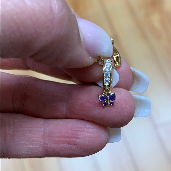 Gold Plated Huggies Butterfly Hoop Earrings - Picture 5 of 12